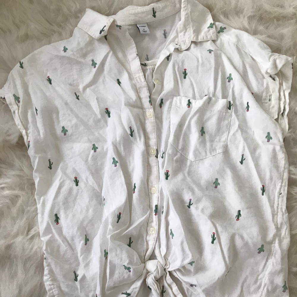Cactus print button up t-shirt